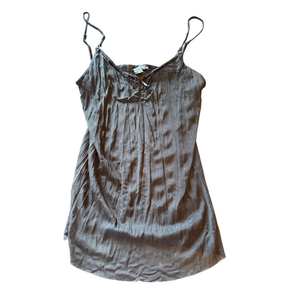Black Adjustable Spaghetti Strap Slip Dress By Express Sheer Made In USA Size L